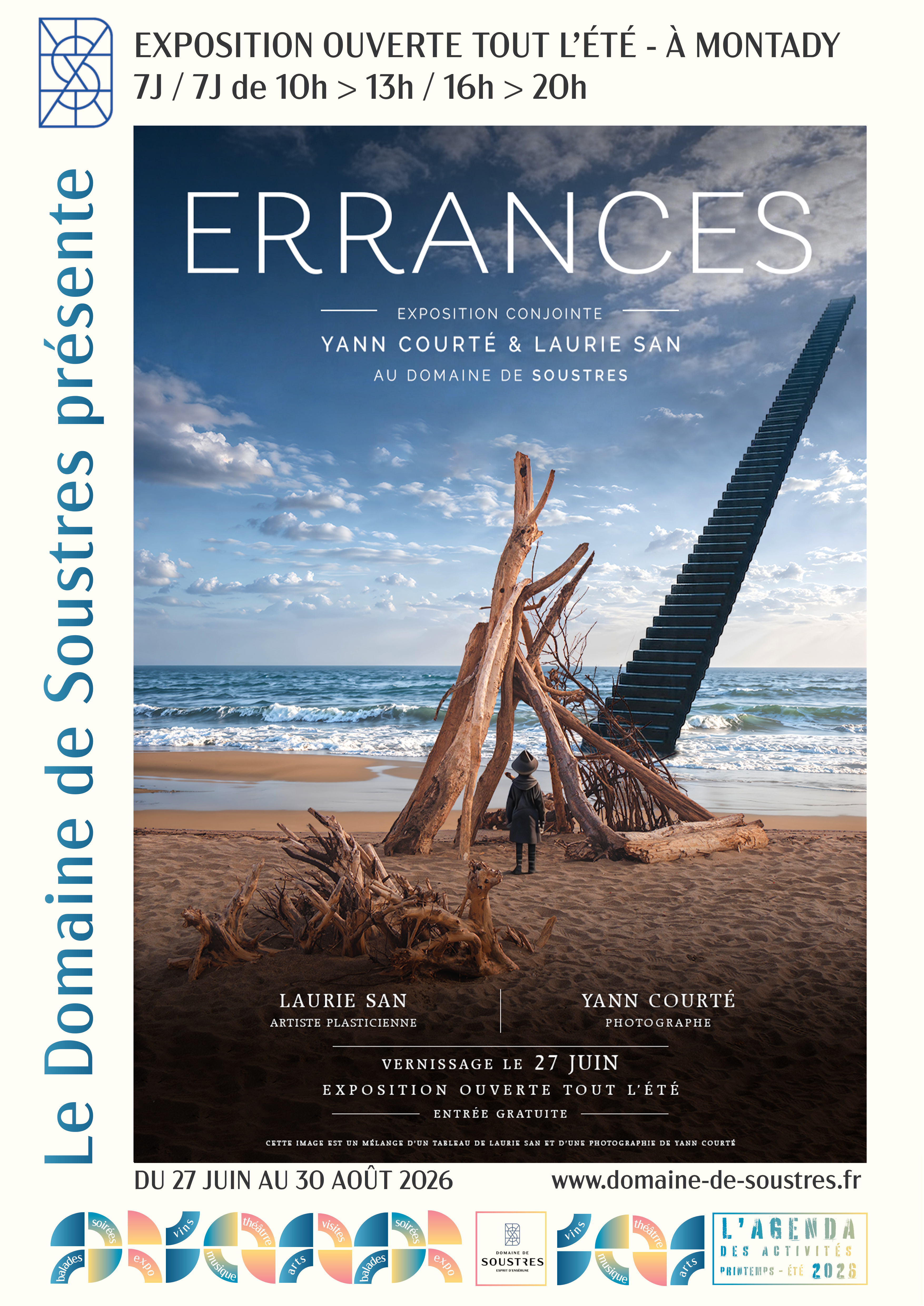 Exposition ERRANCES Yann Courté & Laurie San, Domaine de Soustres, Montady