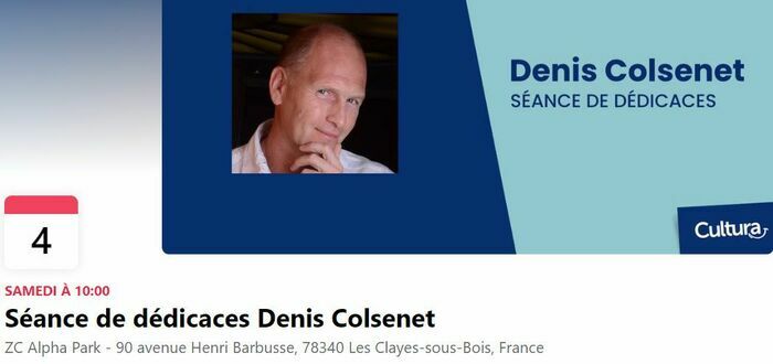 Denis COLSENET écrivain depuis 2009 avec à son actif 6 romans, 2 romans jeunesse et 1 prix littéraire en 2011. Il présentera son dernier polar L'AFFAIRE CAMPBELL qui rencontre un franc succès