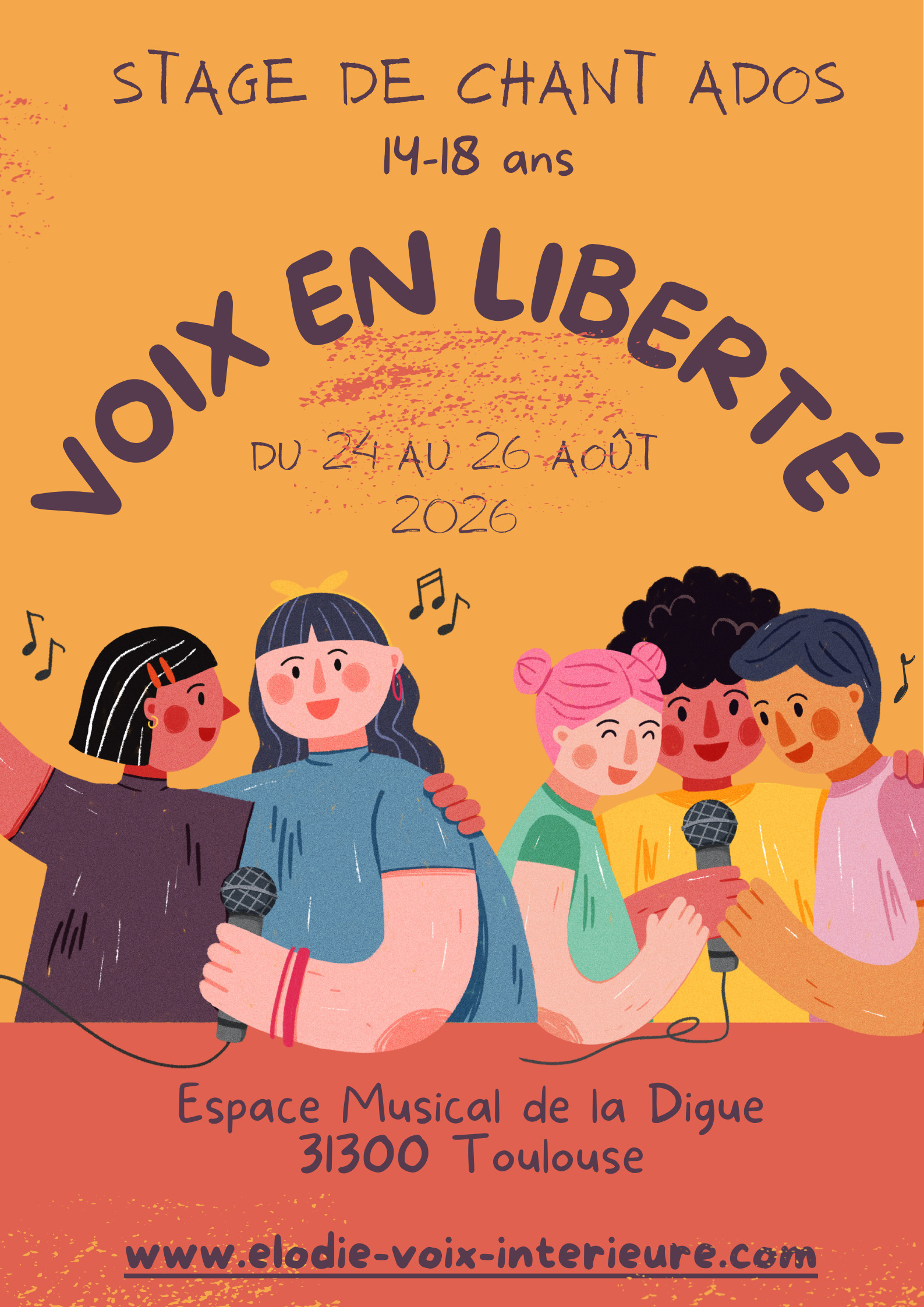 Voix en liberté ! Stage de chant ados (14–18 ans), du 24 au 26 août 2026