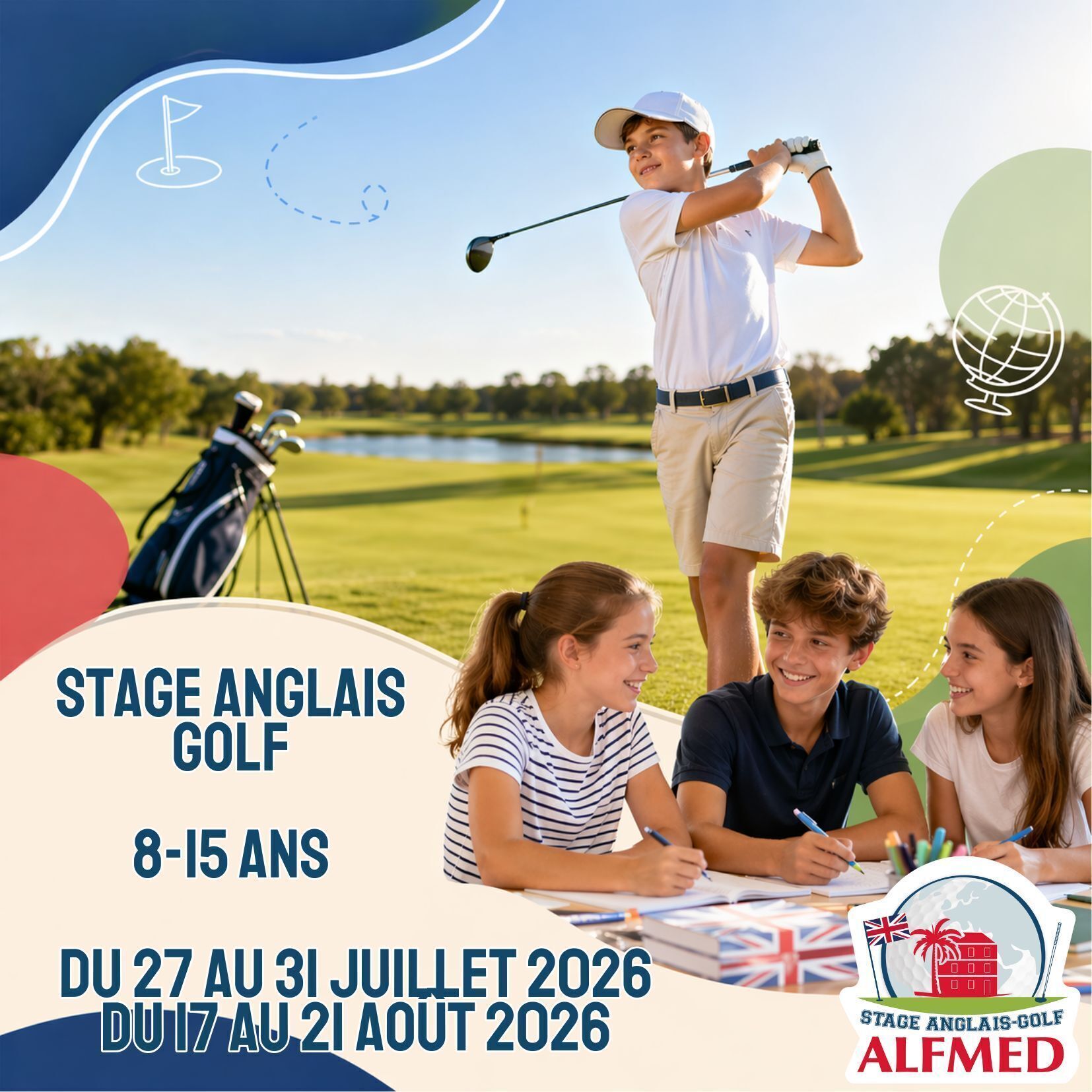 Stage Anglais & Golf (8-15 ans) - Août 2026