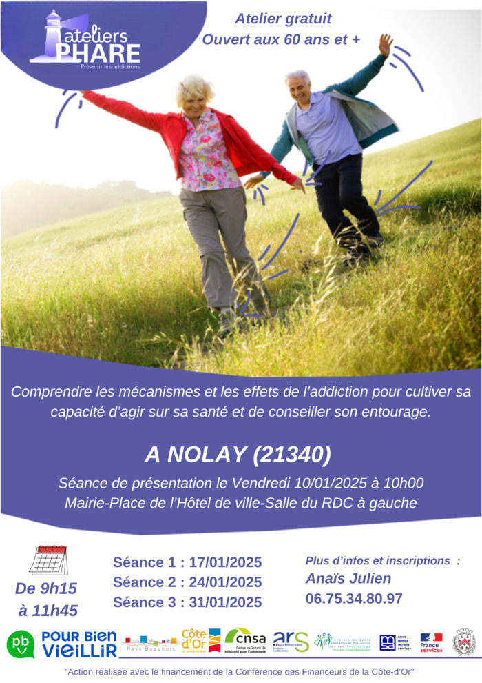 Atelier PHARE : prévention des addictions à NOLAY Du 17 au 31 janv 2025